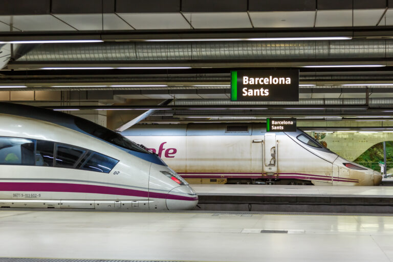 Barcelona,,Spain,-,February,19,,2022:,Ave,High-speed,Trains,Operated