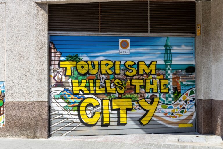 Barcelona,,Spain,-,July,22,,2022:,A,Protest,Antitourist,Graffiti